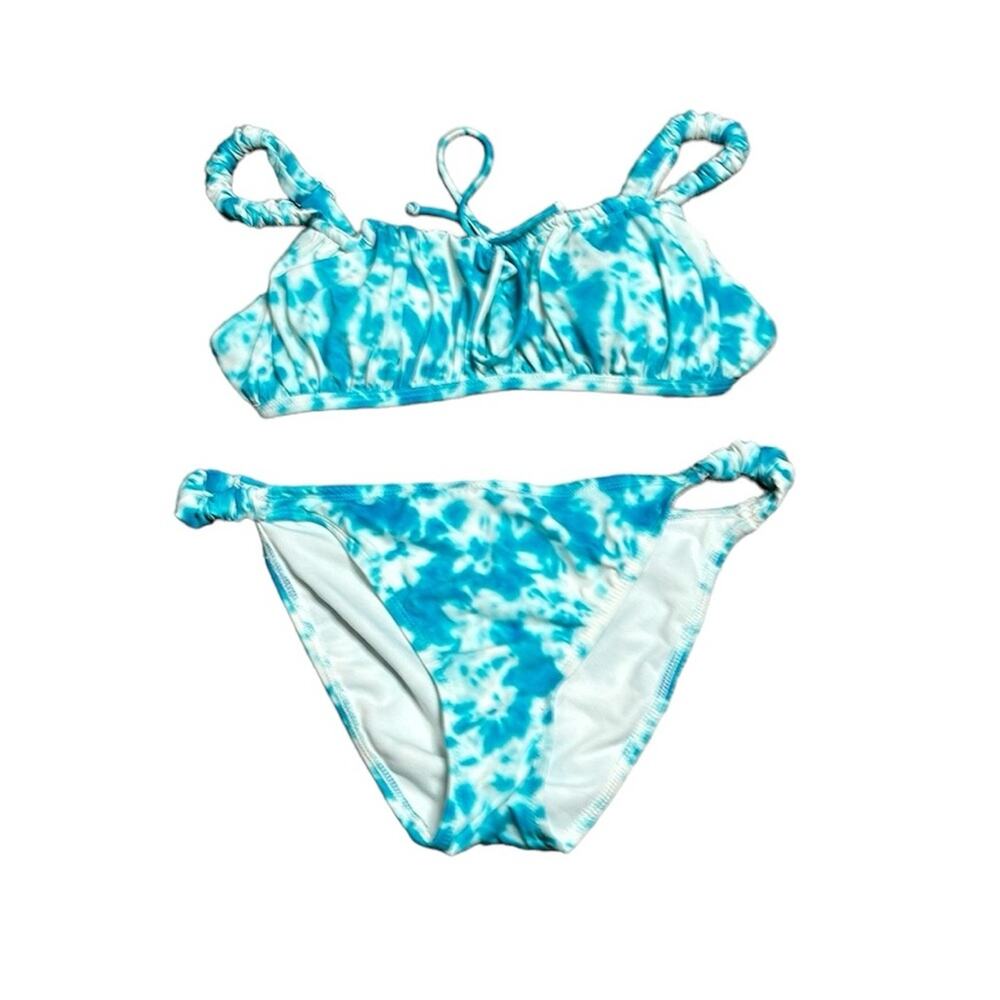 Sun Dazed Blue White Tie Dye Bikini Padded Top Size 34 B/C Large Bottom